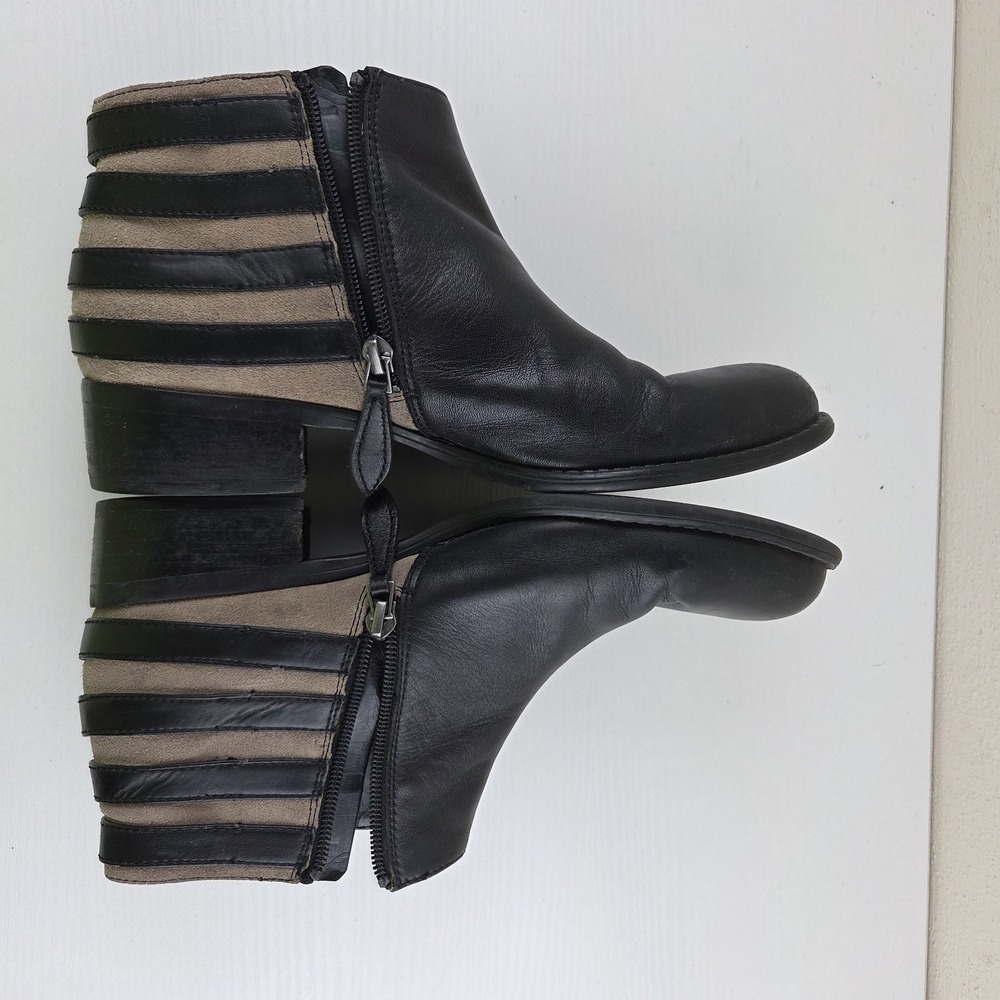 Franco Sarto Cyan Black Leather Ankle Zip Booties Block Heel Women's Size 9 M - Picture 8 of 11